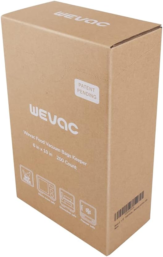 8"x12" Vacuum Sealer Bags for Food, 200 Precut Quart Bags, Keeper Box