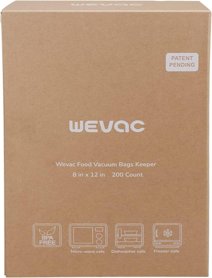 8"x12" Vacuum Sealer Bags for Food, 200 Precut Quart Bags, Keeper Box