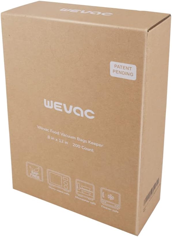 8"x12" Vacuum Sealer Bags for Food, 200 Precut Quart Bags, Keeper Box