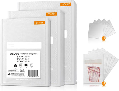 8"x12" Vacuum Sealer Bags for Food, 200 Precut Quart Bags, Keeper Box