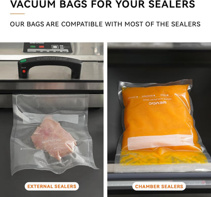 8"x12" Vacuum Sealer Bags for Food, 200 Precut Quart Bags, Keeper Box