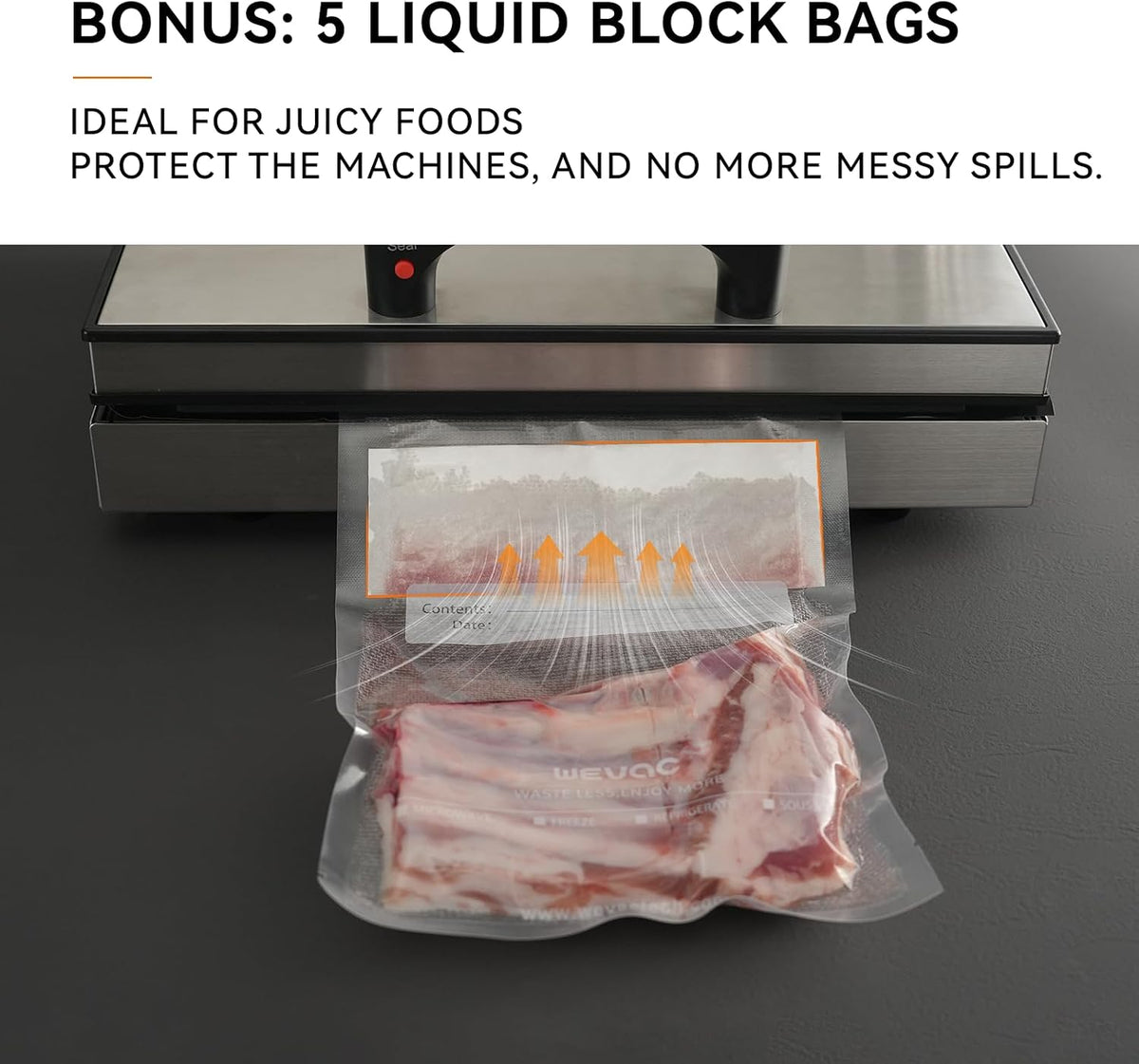 8"x12" Vacuum Sealer Bags for Food, 200 Precut Quart Bags, Keeper Box