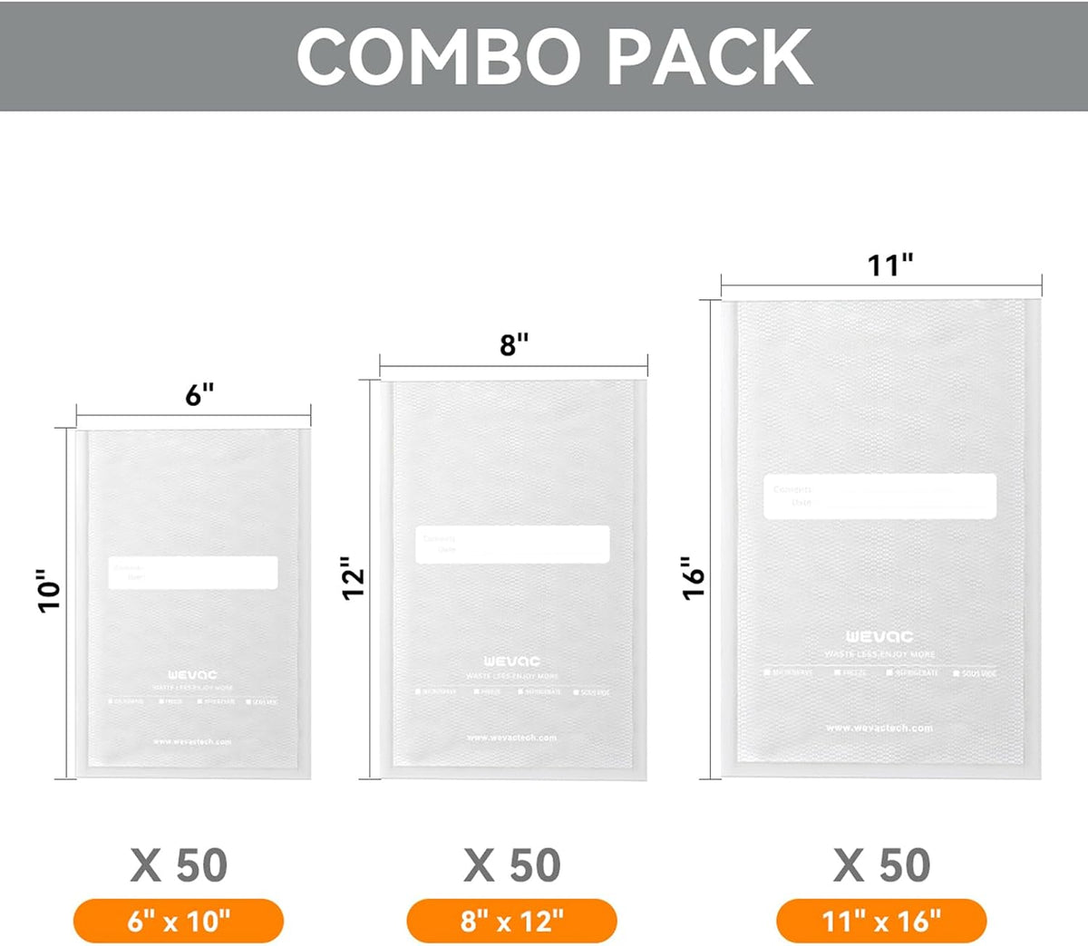 8"x12" Vacuum Sealer Bags for Food, 200 Precut Quart Bags, Keeper Box