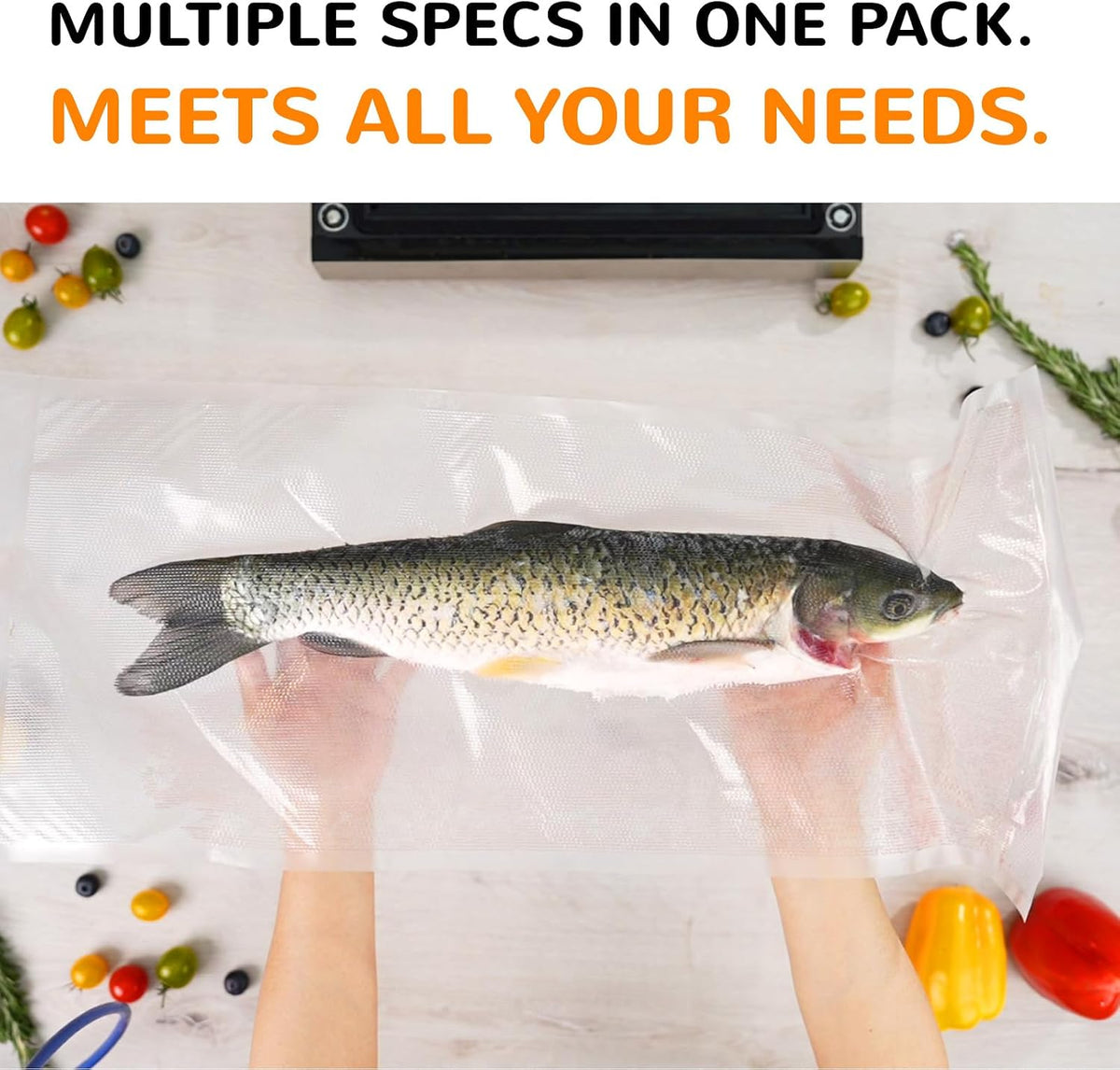 8"x12" Vacuum Sealer Bags for Food, 200 Precut Quart Bags, Keeper Box