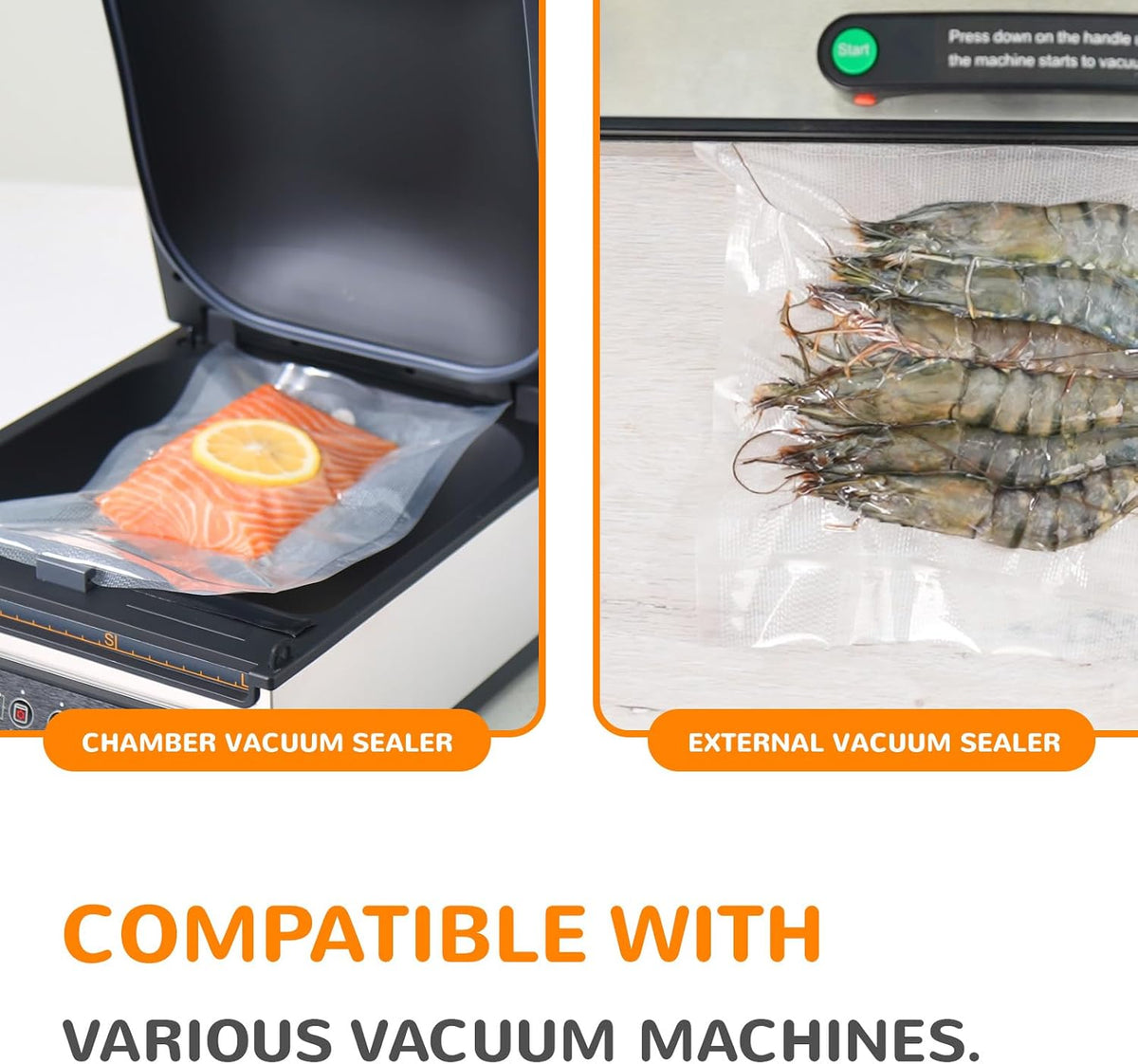 8"x12" Vacuum Sealer Bags for Food, 200 Precut Quart Bags, Keeper Box