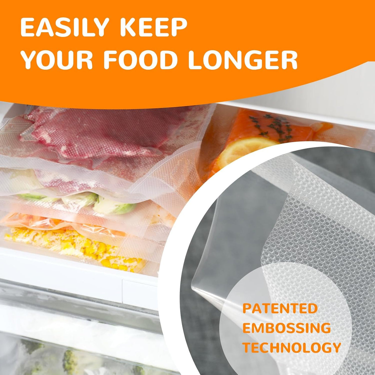 8"x12" Vacuum Sealer Bags for Food, 200 Precut Quart Bags, Keeper Box
