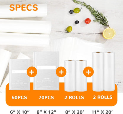 8"x12" Vacuum Sealer Bags for Food, 200 Precut Quart Bags, Keeper Box
