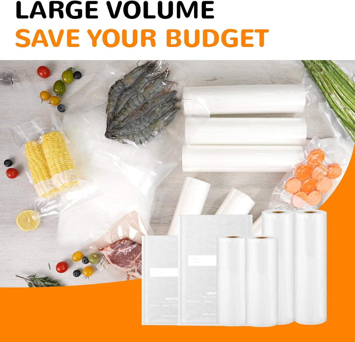 8"x12" Vacuum Sealer Bags for Food, 200 Precut Quart Bags, Keeper Box