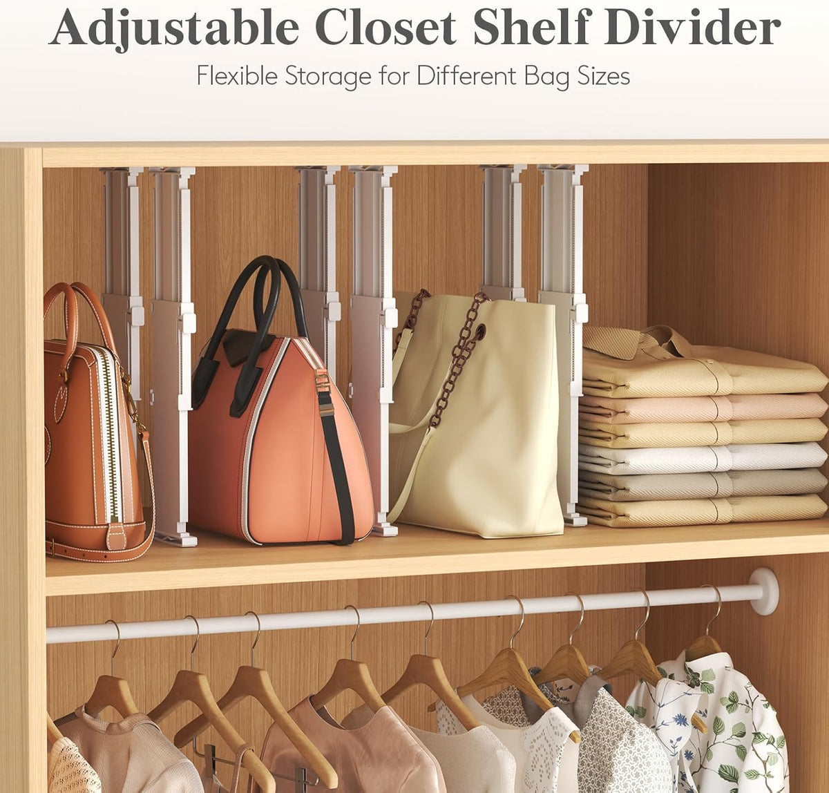3.2" High Drawer Dividers for Clothes, Adjustable Drawer Organizers | 10.5"-16.5" Expandable Plastic Separator for Dresser, Kitchen, Cabinet, Closet, Nursery, Socks & Underwear Storage, 4 Pack
