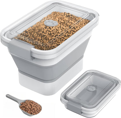 20-23 Lbs Dog Food Storage Container,Collapsible Dog Food Container | Pet Food Storage Container with Transparent Airtight Lid,Multifunctional for Dog Cat,Rice,Flour,Scoop and Small Container