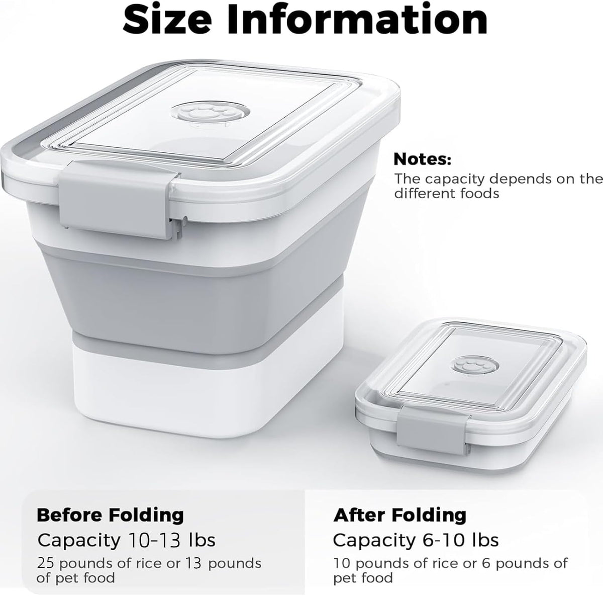 20-23 Lbs Dog Food Storage Container,Collapsible Dog Food Container | Pet Food Storage Container with Transparent Airtight Lid,Multifunctional for Dog Cat,Rice,Flour,Scoop and Small Container