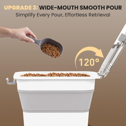 20-23 Lbs Dog Food Storage Container,Collapsible Dog Food Container | Pet Food Storage Container with Transparent Airtight Lid,Multifunctional for Dog Cat,Rice,Flour,Scoop and Small Container