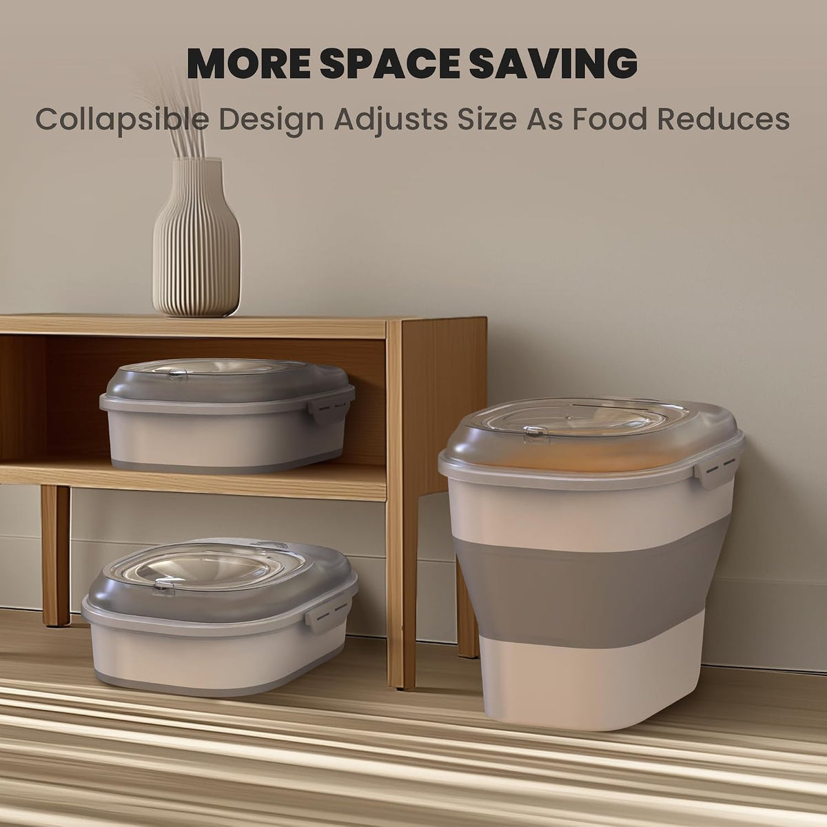 20-23 Lbs Dog Food Storage Container,Collapsible Dog Food Container | Pet Food Storage Container with Transparent Airtight Lid,Multifunctional for Dog Cat,Rice,Flour,Scoop and Small Container