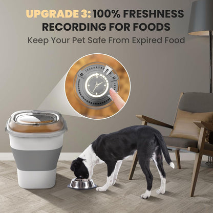 20-23 Lbs Dog Food Storage Container,Collapsible Dog Food Container | Pet Food Storage Container with Transparent Airtight Lid,Multifunctional for Dog Cat,Rice,Flour,Scoop and Small Container