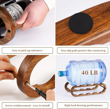Wine Rack and Water Bottle Organizer 2 in 1 for Cabinet and Countertop - Adjustable in 2 Sizes (Acacia Wood 2 Tier)