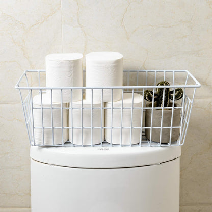 Freezer Baskets, Set of 4 Farmhouse Metal Wire Basket Freezer Storage Wire Baskets Organizer Wire Storage Basket for Kitchen Pantry Organizer Bins (White)