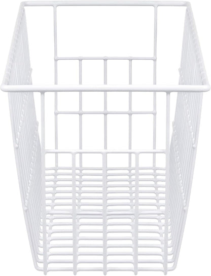 Freezer Baskets, Set of 4 Farmhouse Metal Wire Basket Freezer Storage Wire Baskets Organizer Wire Storage Basket for Kitchen Pantry Organizer Bins (White)