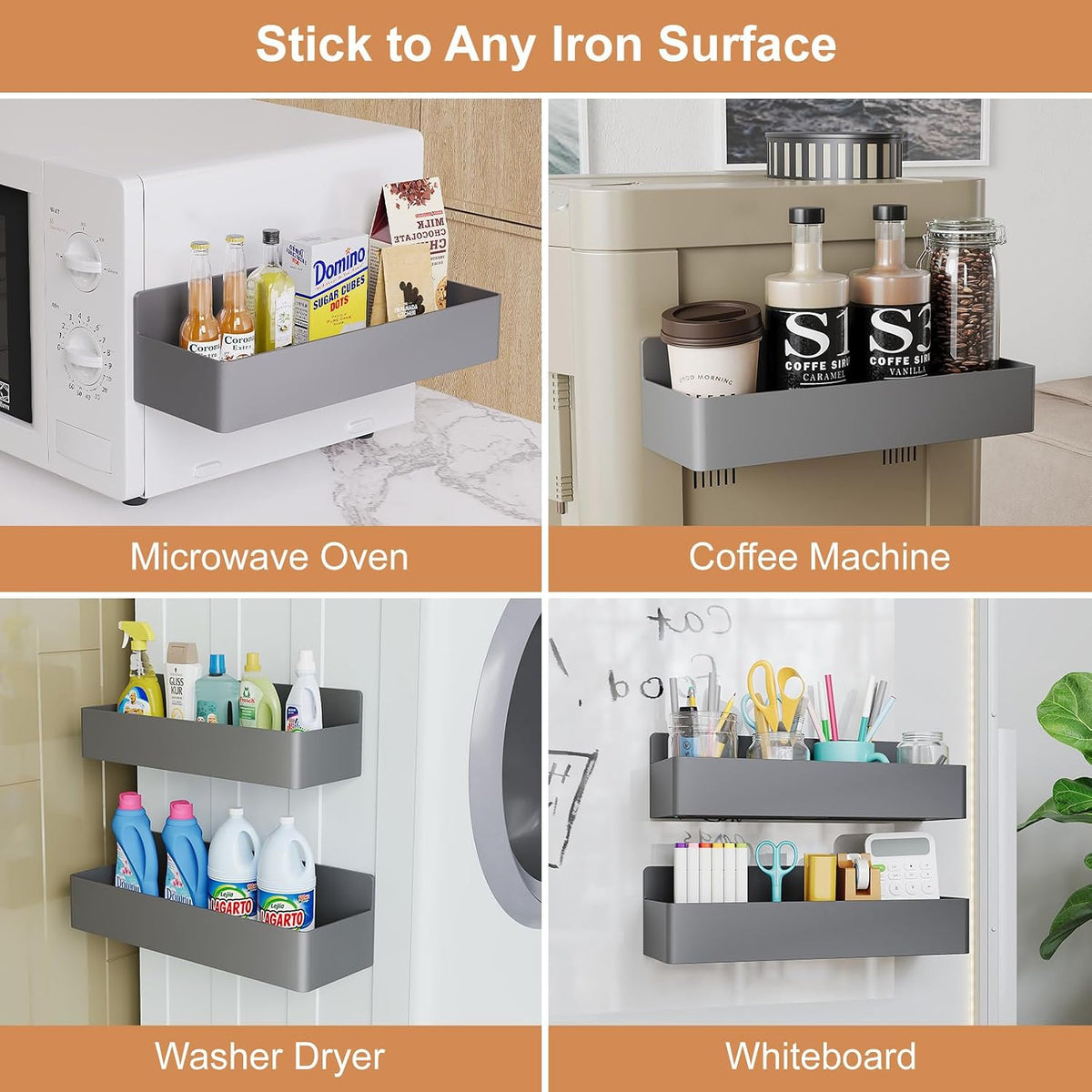 Magnetic Spice Rack for Refrigerator, Kitchen Organizer and Storage Shelf, Black …