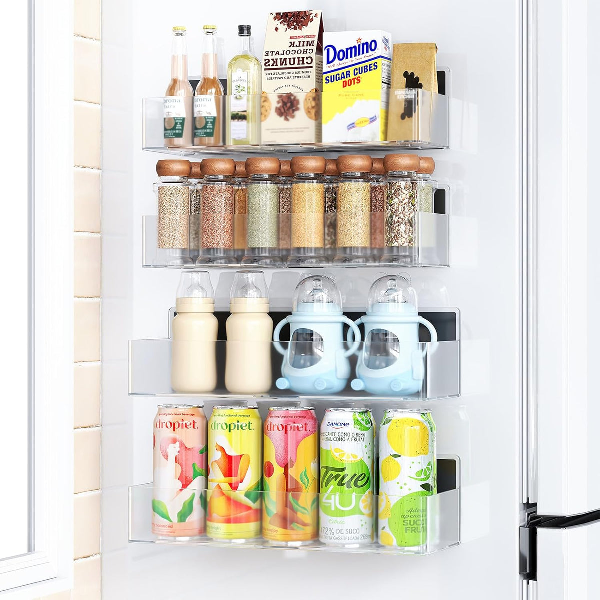 Magnetic Spice Rack for Refrigerator, Kitchen Organizer and Storage Shelf, Black …