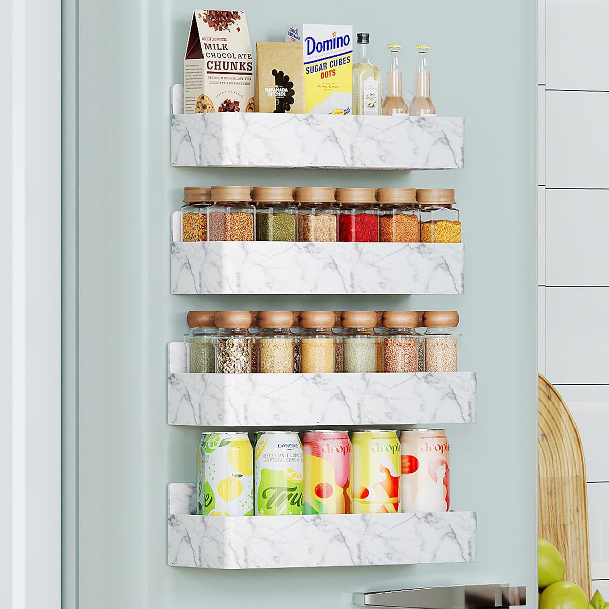 Magnetic Spice Rack for Refrigerator, Kitchen Organizer and Storage Shelf, Black …