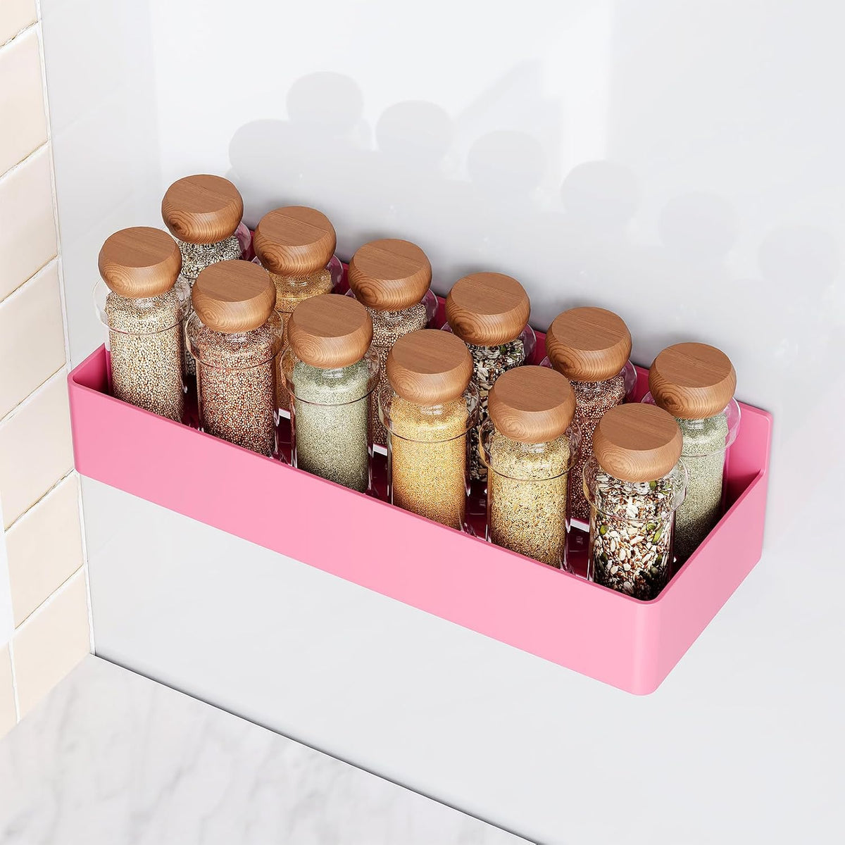 Magnetic Spice Rack for Refrigerator, Kitchen Organizer and Storage Shelf, Black …