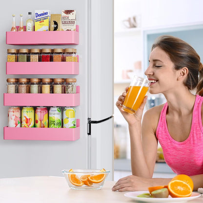 Magnetic Spice Rack for Refrigerator, Kitchen Organizer and Storage Shelf, Black …