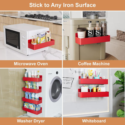 Magnetic Spice Rack for Refrigerator, Kitchen Organizer and Storage Shelf, Black …