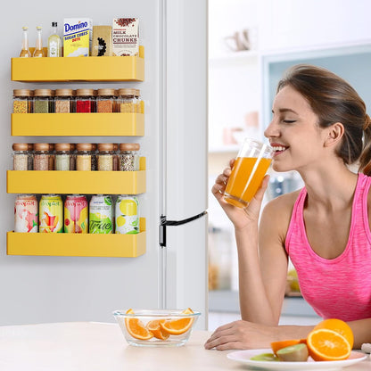Magnetic Spice Rack for Refrigerator, Kitchen Organizer and Storage Shelf, Black …