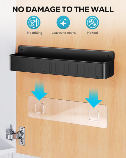Spice Rack Wall Mount, 4 Pack Clear, 2" Depth, Screw/Adhesive | Wall-Mounted with Removable Hooks Saves Counter Space, Fits 2" Deep Jars, Ideal for Kitchen Cabinets, Pantry Doors, and RVs