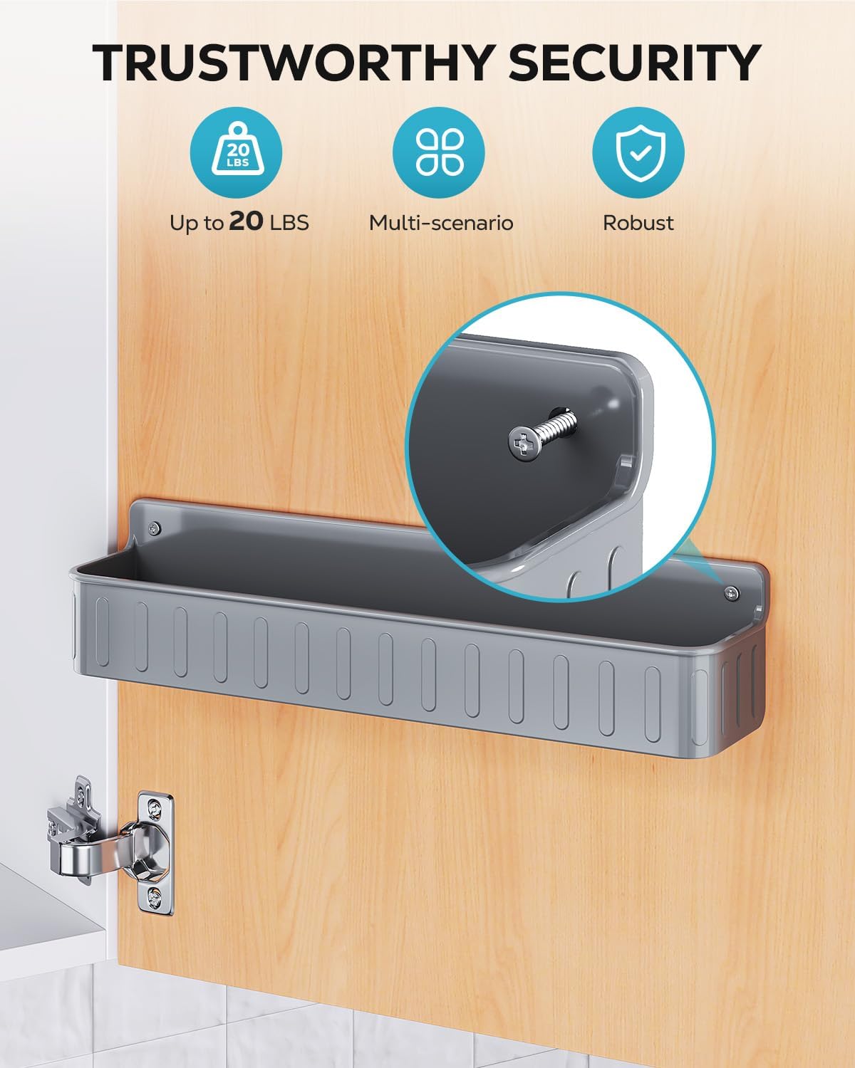 Spice Rack Wall Mount, 4 Pack Clear, 2" Depth, Screw/Adhesive | Wall-Mounted with Removable Hooks Saves Counter Space, Fits 2" Deep Jars, Ideal for Kitchen Cabinets, Pantry Doors, and RVs