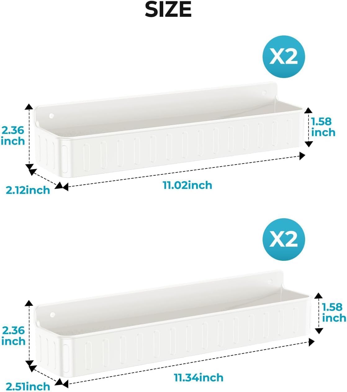 Spice Rack Wall Mount, 4 Pack Clear, 2" Depth, Screw/Adhesive | Wall-Mounted with Removable Hooks Saves Counter Space, Fits 2" Deep Jars, Ideal for Kitchen Cabinets, Pantry Doors, and RVs