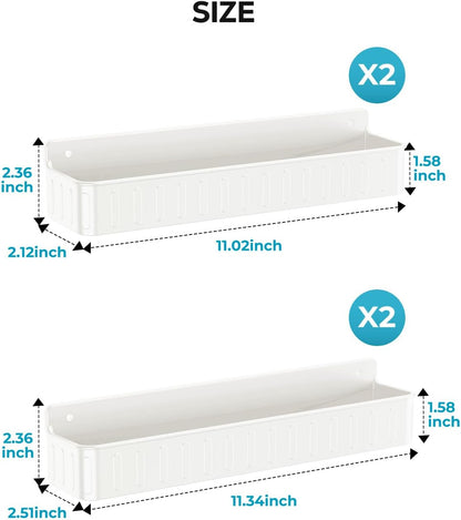 Spice Rack Wall Mount, 4 Pack Clear, 2" Depth, Screw/Adhesive | Wall-Mounted with Removable Hooks Saves Counter Space, Fits 2" Deep Jars, Ideal for Kitchen Cabinets, Pantry Doors, and RVs