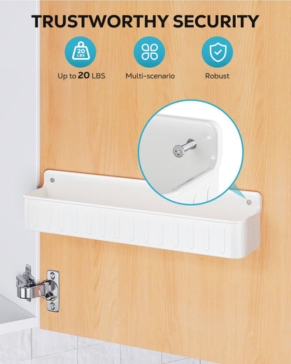 Spice Rack Wall Mount, 4 Pack Clear, 2" Depth, Screw/Adhesive | Wall-Mounted with Removable Hooks Saves Counter Space, Fits 2" Deep Jars, Ideal for Kitchen Cabinets, Pantry Doors, and RVs