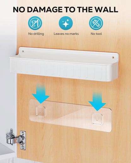 Spice Rack Wall Mount, 4 Pack Clear, 2" Depth, Screw/Adhesive | Wall-Mounted with Removable Hooks Saves Counter Space, Fits 2" Deep Jars, Ideal for Kitchen Cabinets, Pantry Doors, and RVs