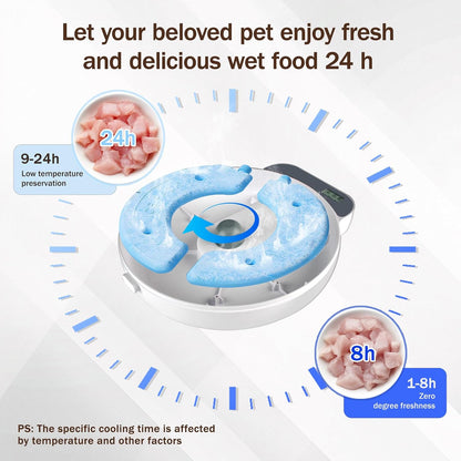 Automatic Wet Food Cat Feeder, Auto Refrigerated Wet Foods Feeder for Cats Dogs 4 Meal Timed Fresh Foods Dispenser with 2 Ice Packs Small Pet Feeders for Kitty Puppy Automatic Cat Dog Food Bowl