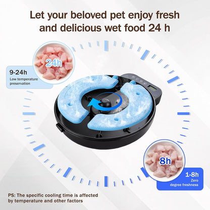 Automatic Wet Food Cat Feeder, Auto Refrigerated Wet Foods Feeder for Cats Dogs 4 Meal Timed Fresh Foods Dispenser with 2 Ice Packs Small Pet Feeders for Kitty Puppy Automatic Cat Dog Food Bowl