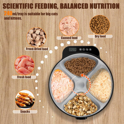 Automatic Wet Food Cat Feeder, Auto Refrigerated Wet Foods Feeder for Cats Dogs 4 Meal Timed Fresh Foods Dispenser with 2 Ice Packs Small Pet Feeders for Kitty Puppy Automatic Cat Dog Food Bowl