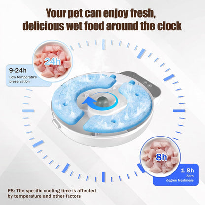 Automatic Wet Food Cat Feeder, Auto Refrigerated Wet Foods Feeder for Cats Dogs 4 Meal Timed Fresh Foods Dispenser with 2 Ice Packs Small Pet Feeders for Kitty Puppy Automatic Cat Dog Food Bowl
