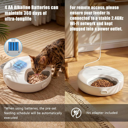 Automatic Wet Food Cat Feeder, Auto Refrigerated Wet Foods Feeder for Cats Dogs 4 Meal Timed Fresh Foods Dispenser with 2 Ice Packs Small Pet Feeders for Kitty Puppy Automatic Cat Dog Food Bowl