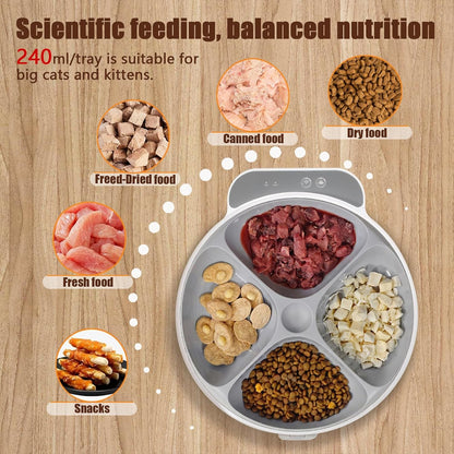 Automatic Wet Food Cat Feeder, Auto Refrigerated Wet Foods Feeder for Cats Dogs 4 Meal Timed Fresh Foods Dispenser with 2 Ice Packs Small Pet Feeders for Kitty Puppy Automatic Cat Dog Food Bowl