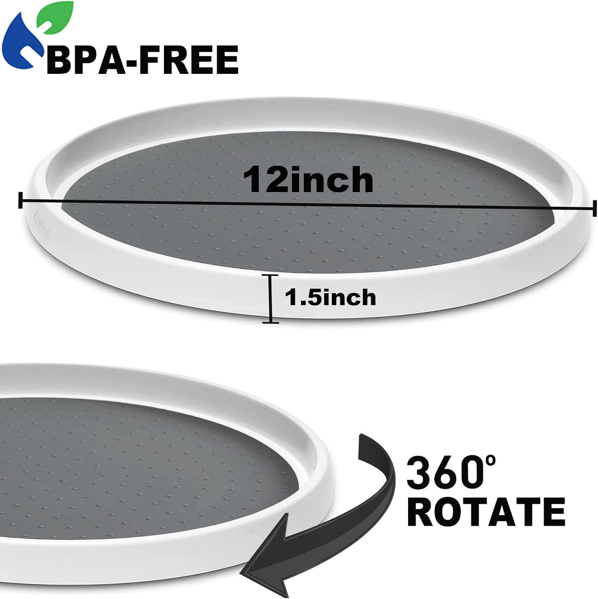 Set of 2, 12 Inch Non-Skid Lazy Susan Organizer, Pantry Lazy Susan Turntable for Cabinet, Kitchen Cabinet Organizer, Pantry Organization and Storage -Size- 12"x1.5"