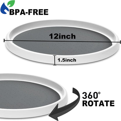 Set of 2, 12 Inch Non-Skid Lazy Susan Organizer, Pantry Lazy Susan Turntable for Cabinet, Kitchen Cabinet Organizer, Pantry Organization and Storage -Size- 12"x1.5"