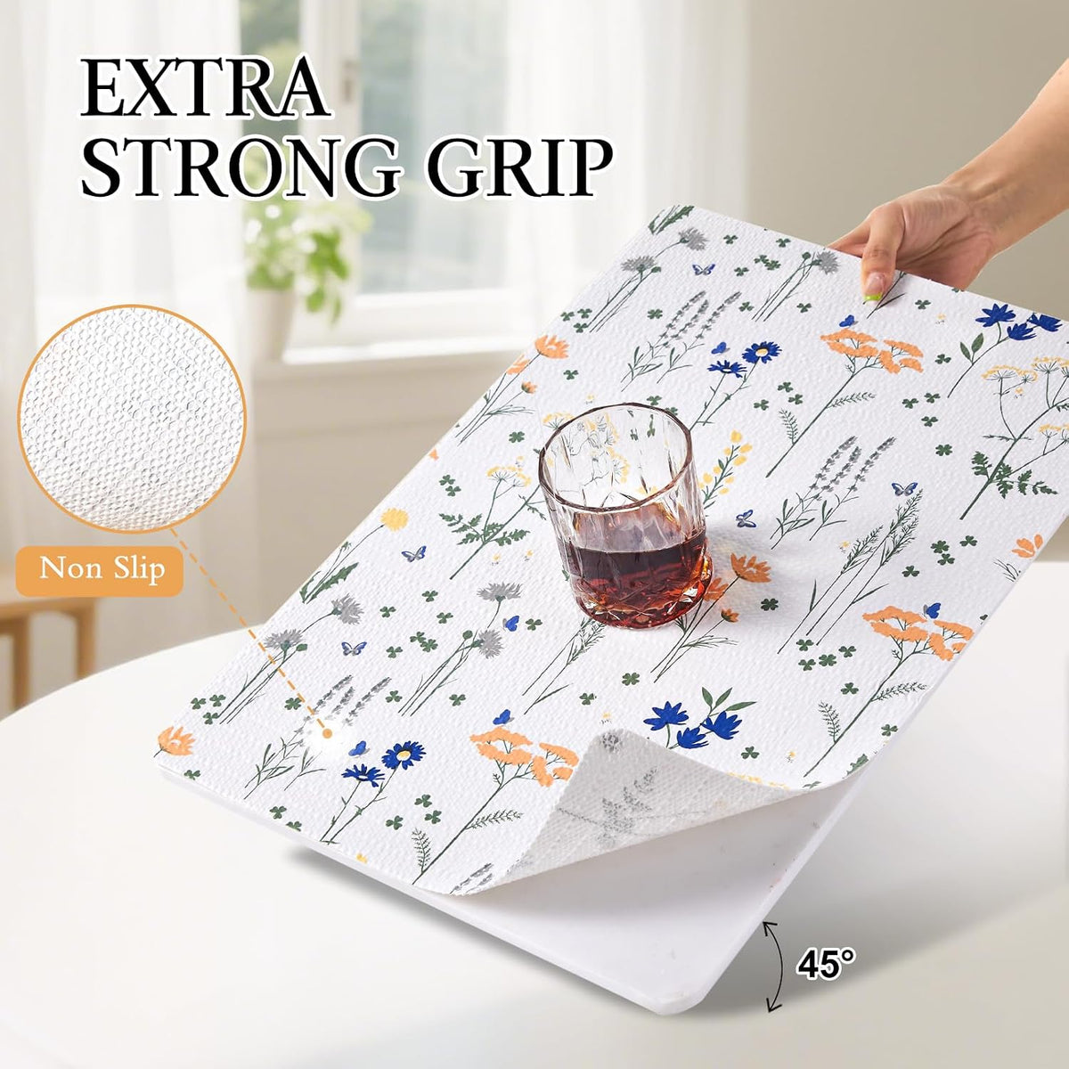Shelf and Drawer Liner for Kitchen Cabinet Non Adhesive Non Slip
