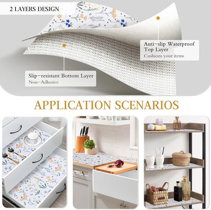 Shelf and Drawer Liner for Kitchen Cabinet Non Adhesive Non Slip