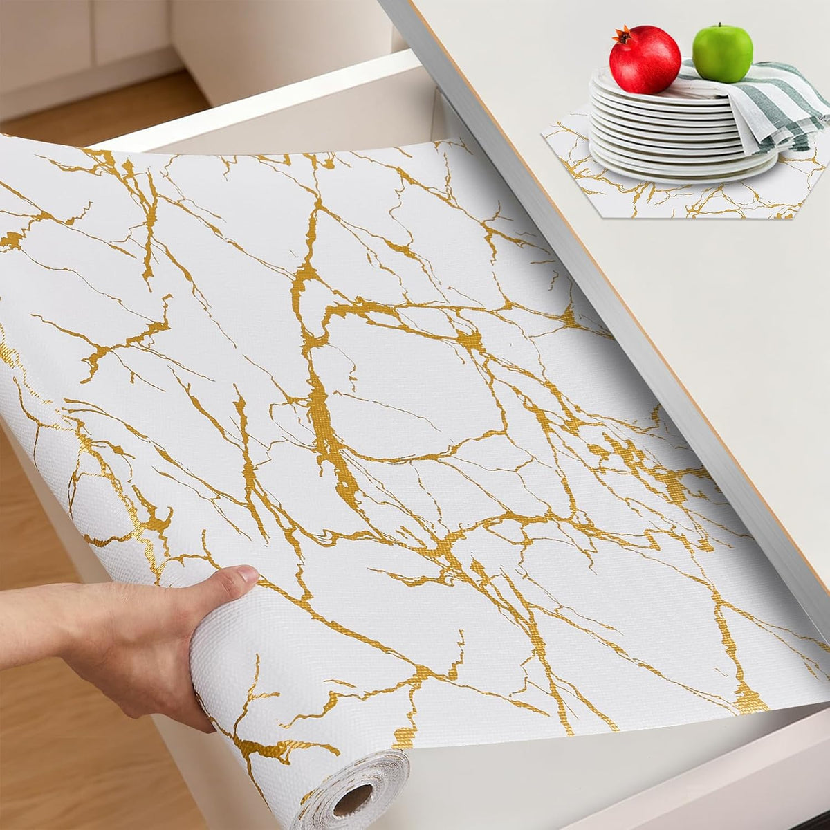 Shelf and Drawer Liner for Kitchen Cabinet Non Adhesive Non Slip