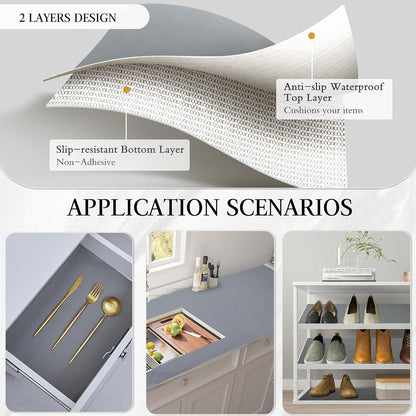 Shelf and Drawer Liner for Kitchen Cabinet Non Adhesive Non Slip