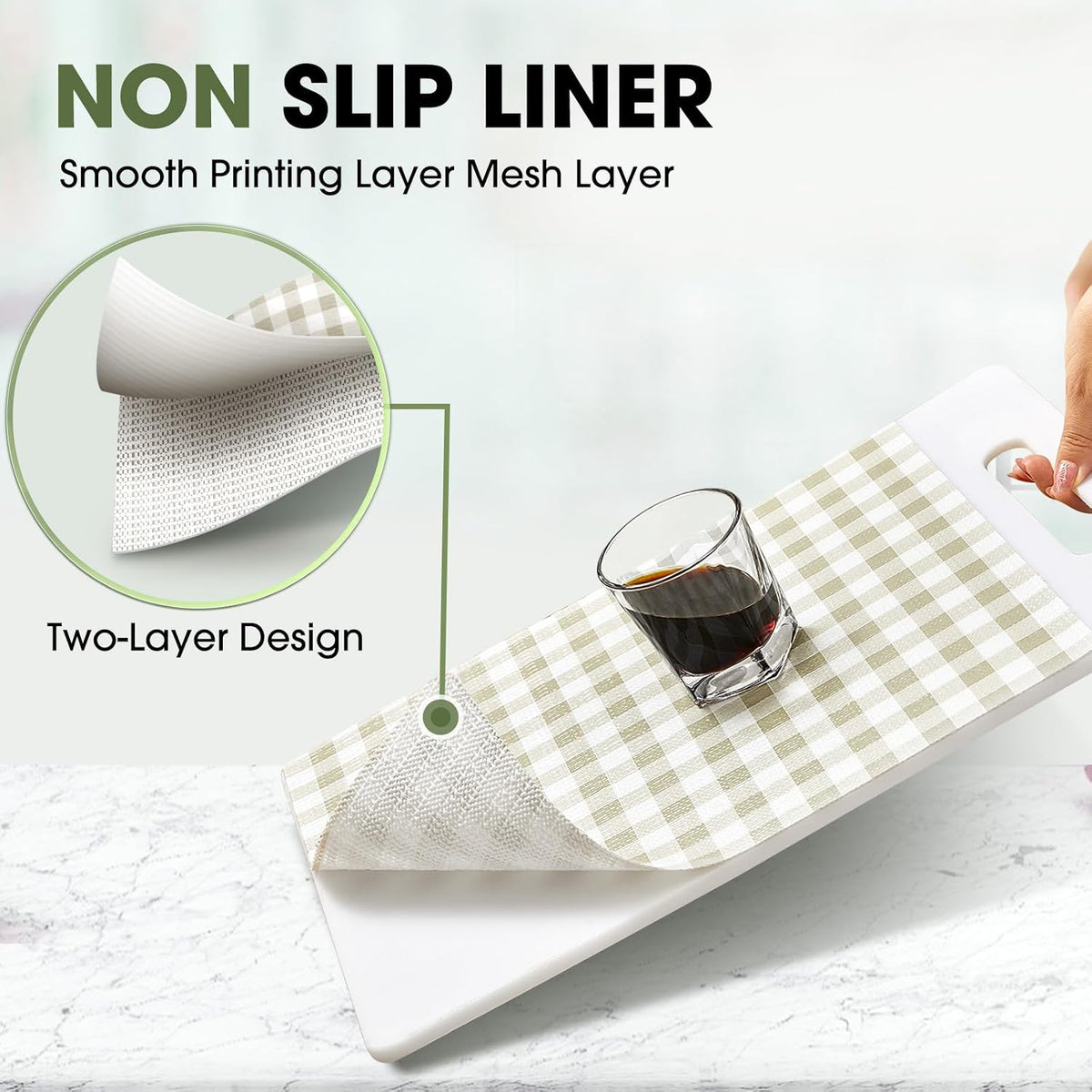 Shelf and Drawer Liner for Kitchen Cabinet Non Adhesive Non Slip