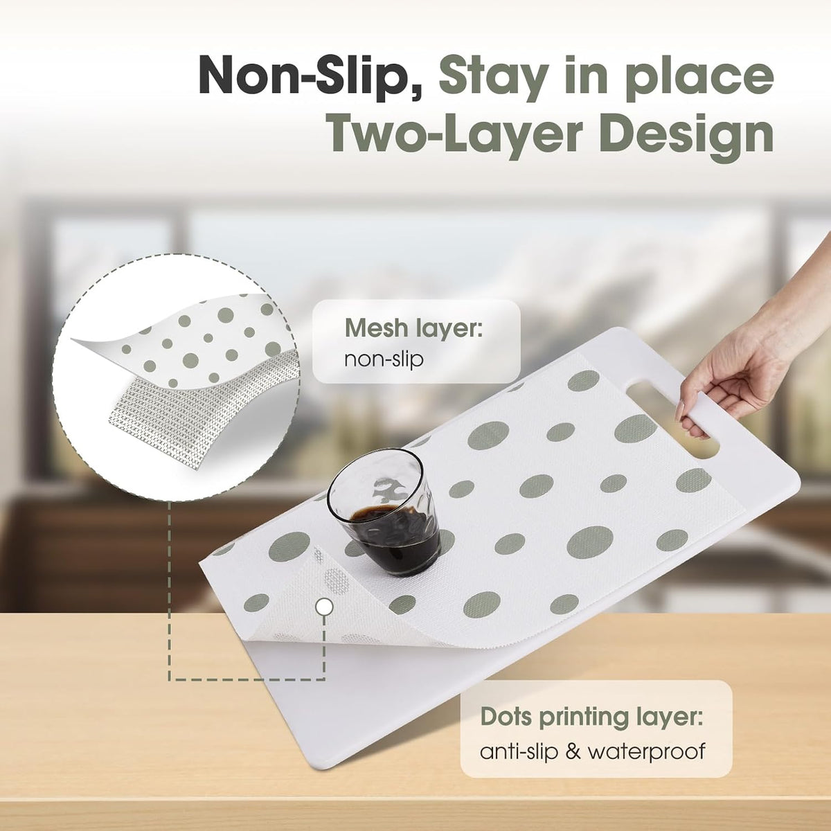 Shelf and Drawer Liner for Kitchen Cabinet Non Adhesive Non Slip