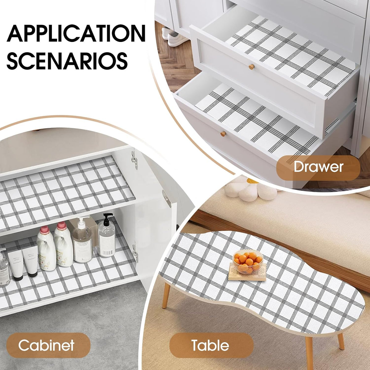 Shelf and Drawer Liner for Kitchen Cabinet Non Adhesive Non Slip