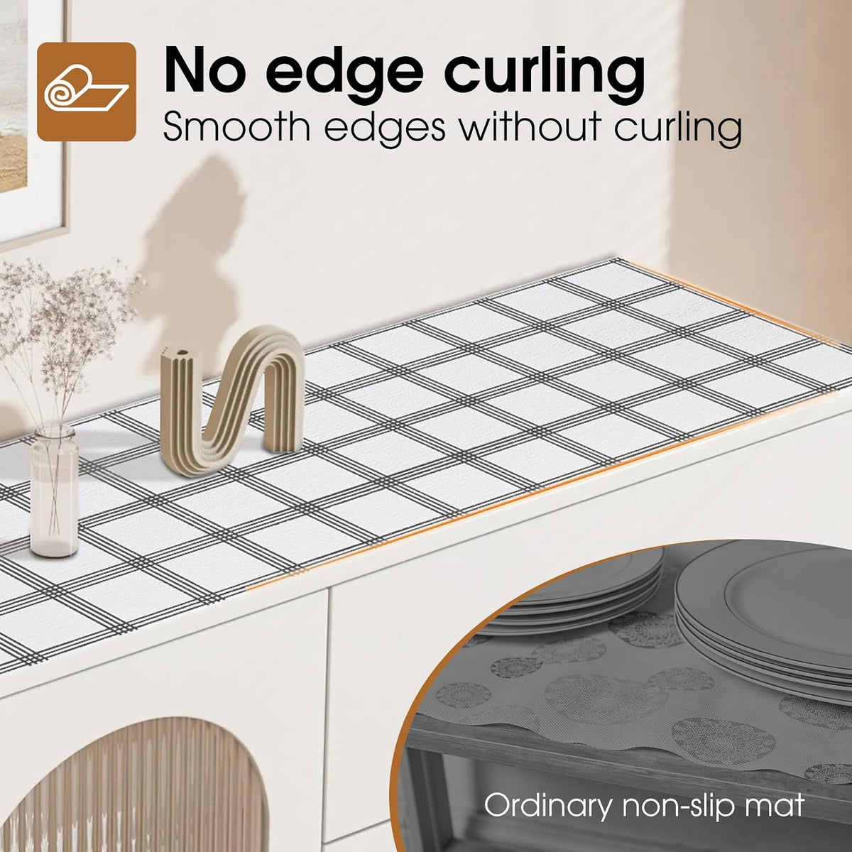 Shelf and Drawer Liner for Kitchen Cabinet Non Adhesive Non Slip